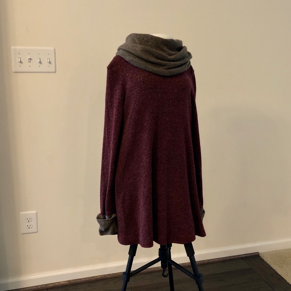 Altar'd State Maroon Longsleeved Dress with Scarf